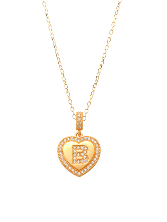 Heart Initial B Necklace 14K Gold A unique and timeless piece of jewelry that will be cherished for years to come! This stunning piece is perfect for adding a touch a personalization and style to any outfit. Professionally designed with integrity, this necklace offers up an easy read for all to admire. Choose a letter, making it a truly special and unique piece of jewelry.