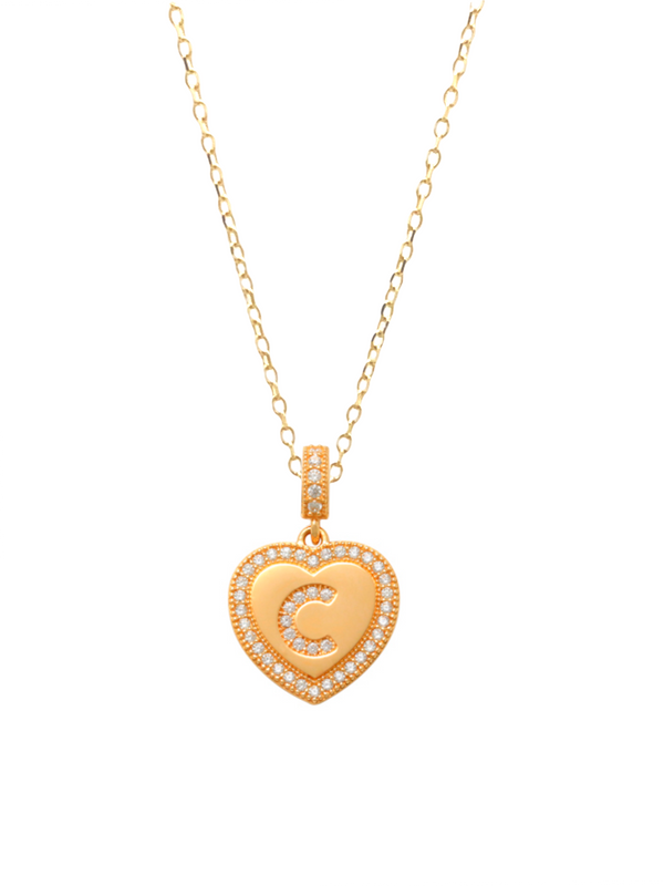 Heart Initial C Necklace 14K Gold A unique and timeless piece of jewelry that will be cherished for years to come! This stunning piece is perfect for adding a touch a personalization and style to any outfit.   Professionally designed with integrity, this necklace offers up an easy read for all to admire. Choose a letter, making it a truly special and unique piece of jewelry.
