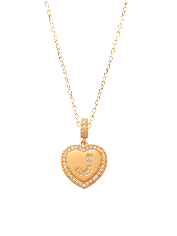Heart Initial J Necklace 14K Gold A unique and timeless piece of jewelry that will be cherished for years to come! This stunning piece is perfect for adding a touch a personalization and style to any outfit.   Professionally designed with integrity, this necklace offers up an easy read for all to admire. Choose a letter, making it a truly special and unique piece of jewelry.