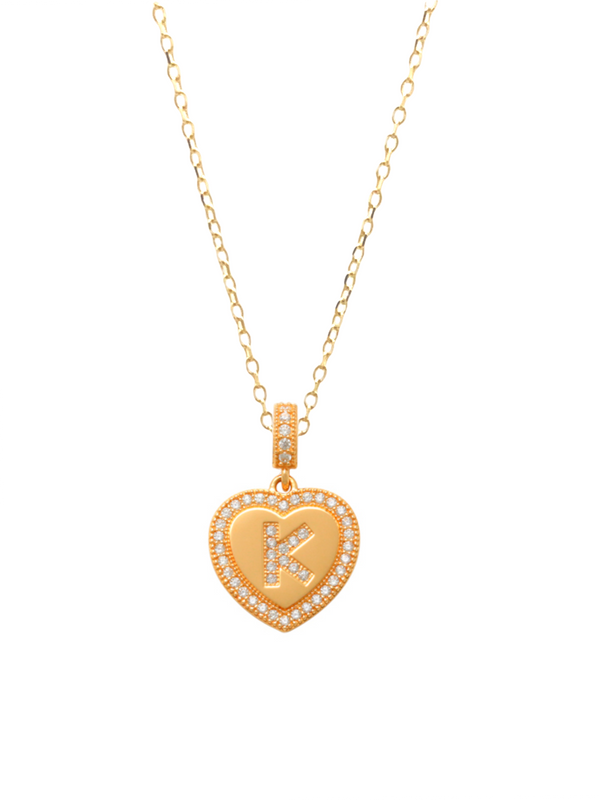 Heart Initial K Necklace 14K Gold A unique and timeless piece of jewelry that will be cherished for years to come! This stunning piece is perfect for adding a touch a personalization and style to any outfit.   Professionally designed with integrity, this necklace offers up an easy read for all to admire. Choose a letter, making it a truly special and unique piece of jewelry.