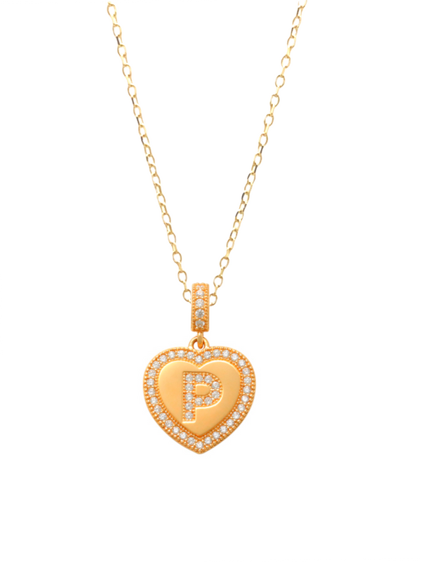 Heart Initial P Necklace 14K Gold A unique and timeless piece of jewelry that will be cherished for years to come! This stunning piece is perfect for adding a touch a personalization and style to any outfit.   Professionally designed with integrity, this necklace offers up an easy read for all to admire. Choose a letter, making it a truly special and unique piece of jewelry.