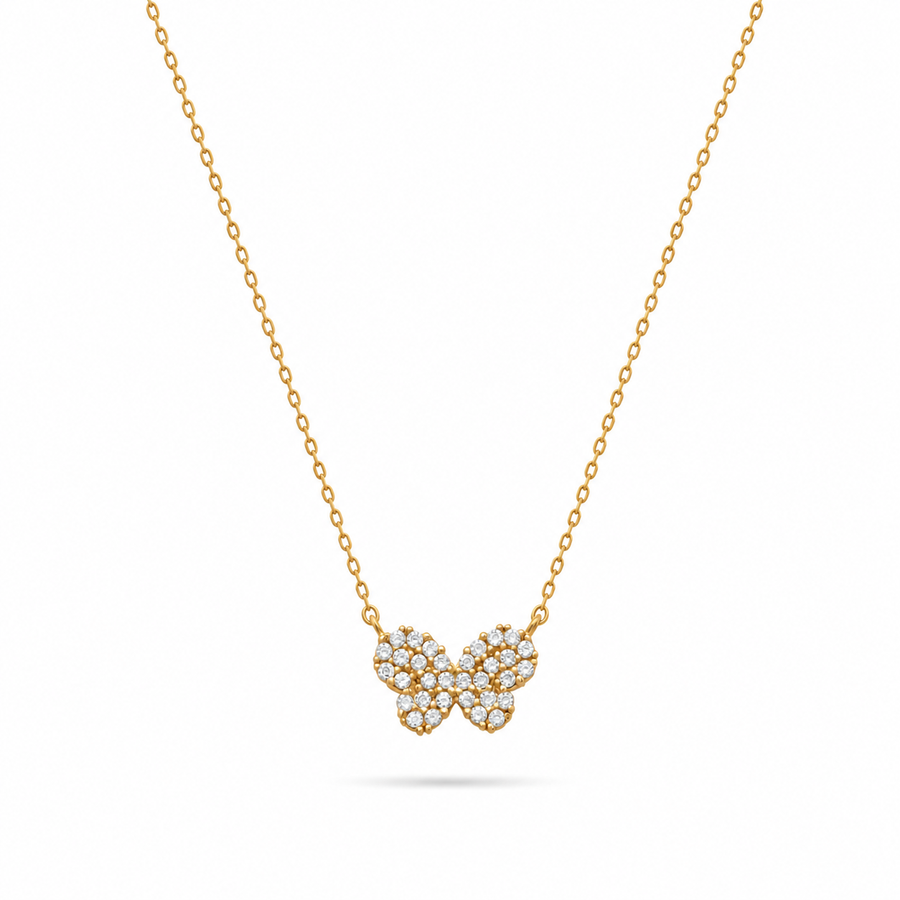 CZ Butterfly Necklace 14K Gold