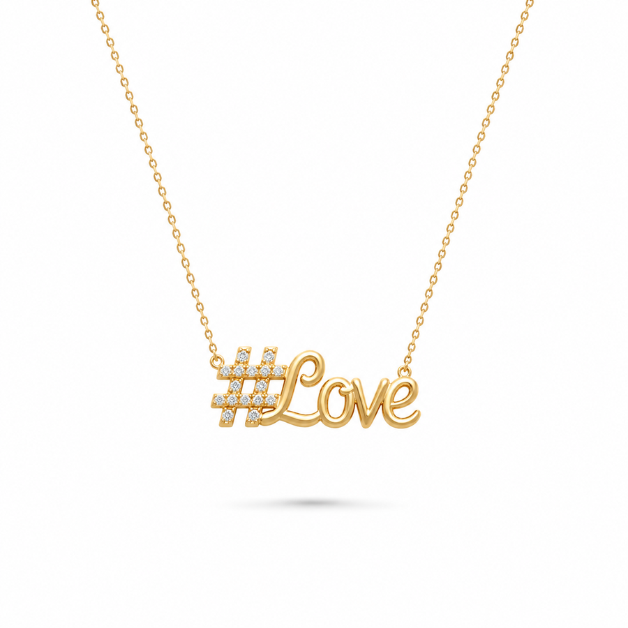 Hashtag Love Necklace 14K Gold