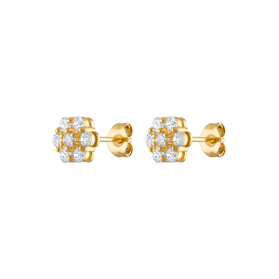 Cluster Flower Earrings 14K Gold