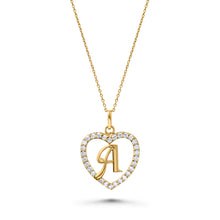 Pave Heart Initial Necklace