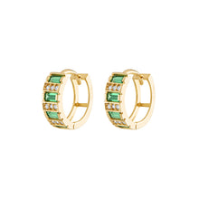 14K Channel Set Huggie Hoop Earring