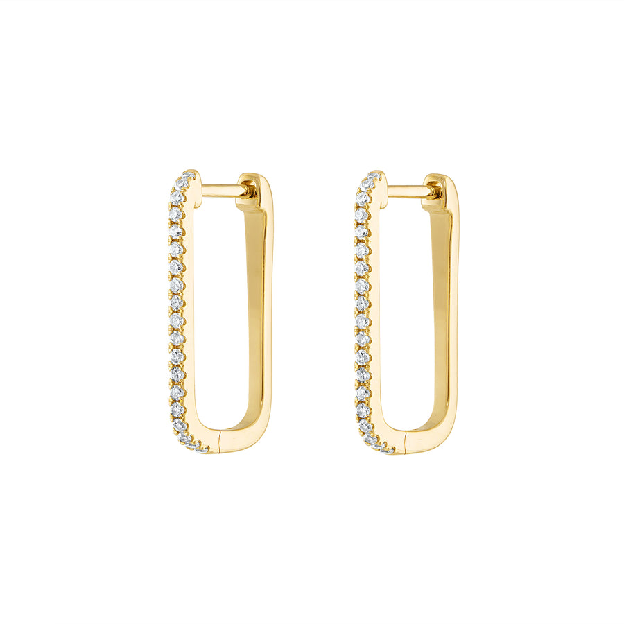 Diamond Rectangle Hoop 14K Gold
