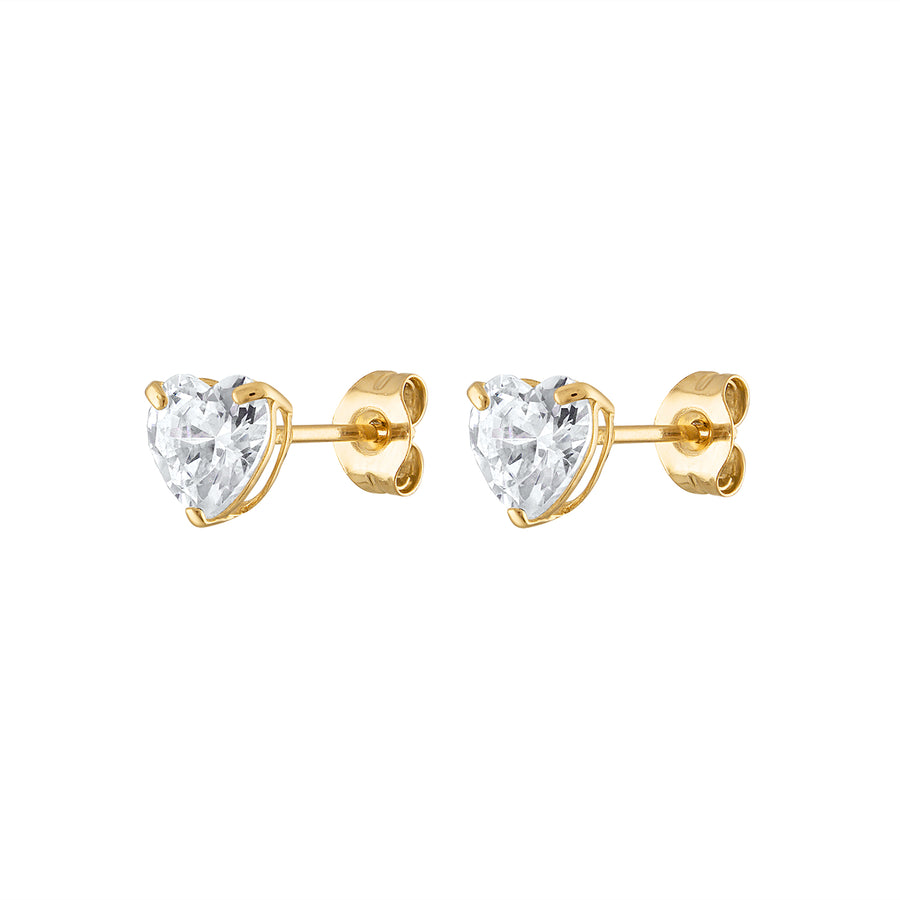 Heart Stud Earrings 14K Gold