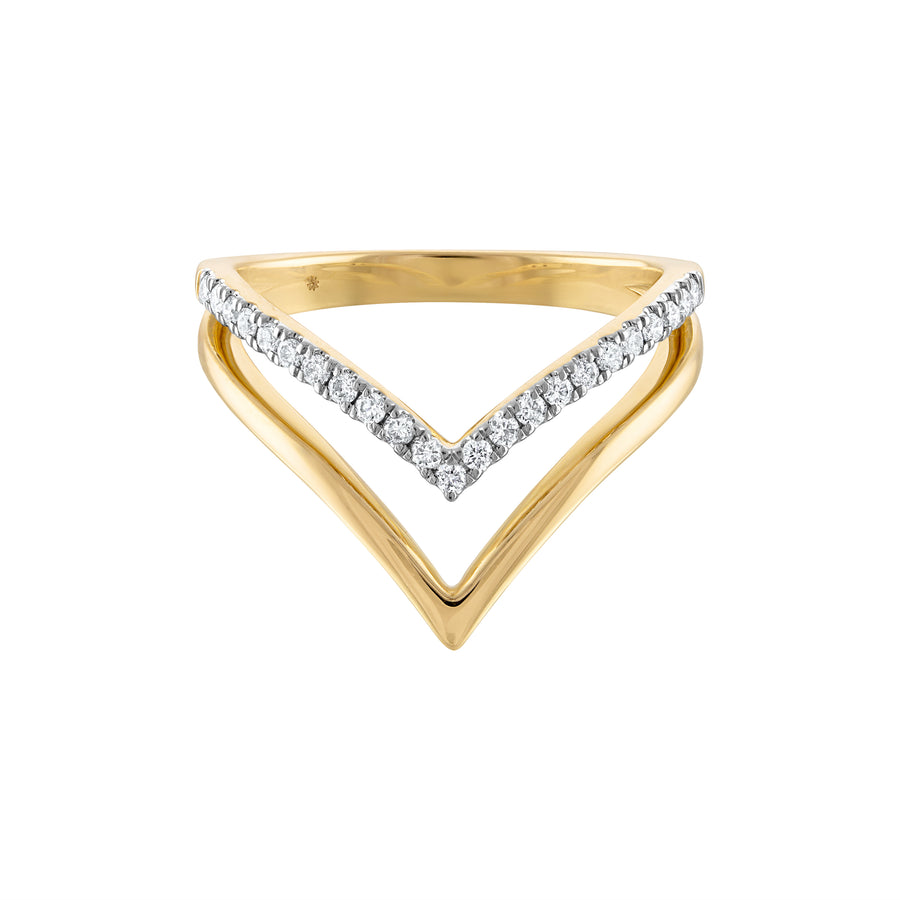 Double V Diamond Ring 14K Gold