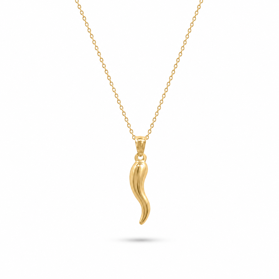 Italian Horn Necklace 14K Gold