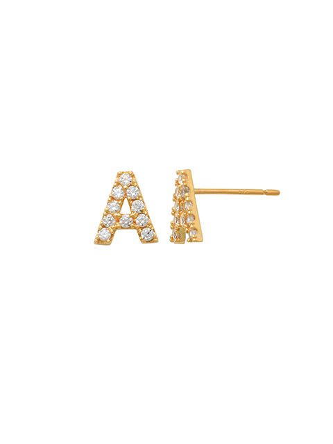 Pave A Initial Earrings 14K Gold The perfect statement-maker for any occasion. Wear it stacked or by itself.   Each detail of the letter is carefully perfected and formed for easy reading. Simple and charming they can dress up every outfit with personalized style. These earrings are designed to be worn alone or mixed with other earrings. Your everyday earring choose just got a whole lot easier. 