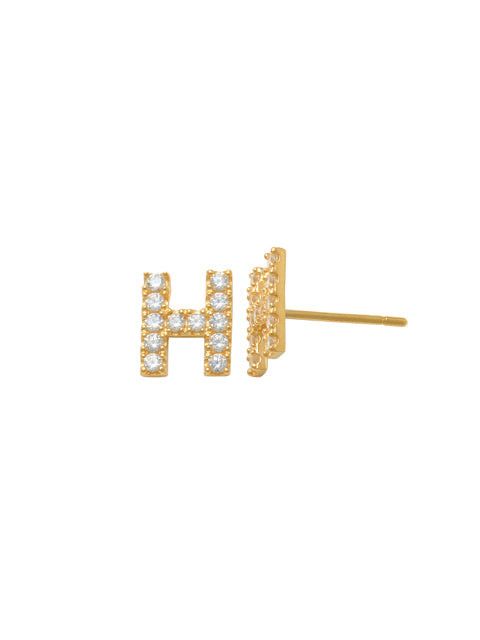 Pave H Initial Earrings 14K Gold The perfect statement-maker for any occasion. Wear it stacked or by itself.   Each detail of the letter is carefully perfected and formed for easy reading. Simple and charming they can dress up every outfit with personalized style. These earrings are designed to be worn alone or mixed with other earrings. Your everyday earring choose just got a whole lot easier. 