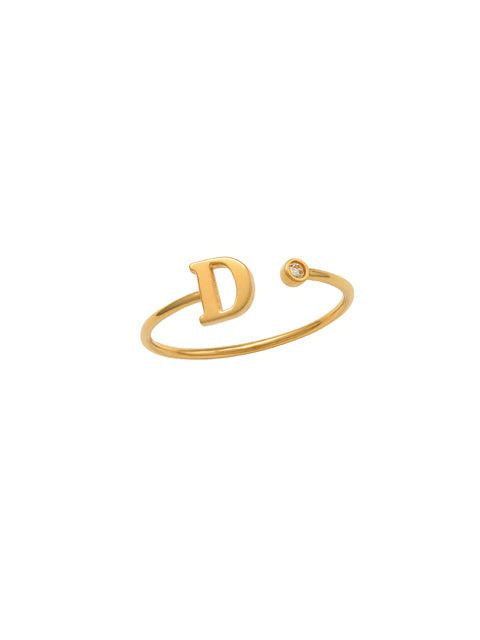 14K Gold Letter D Ring This trendy ring is an amazing statement. Lightweight durable and a sparkle to catch anyones eyes.   Each detail of the letter is carefully perfected and formed for easy reading. Simple and charming they can dress up every outfit with personalized style. Your everyday ring choose just got a whole lot easier. 