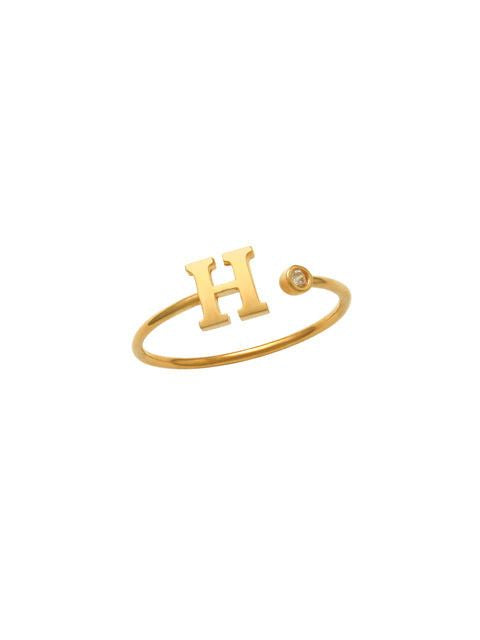 14K Gold Letter H Ring This trendy ring is an amazing statement. Lightweight durable and a sparkle to catch anyones eyes.   Each detail of the letter is carefully perfected and formed for easy reading. Simple and charming they can dress up every outfit with personalized style. Your everyday ring choose just got a whole lot easier. 