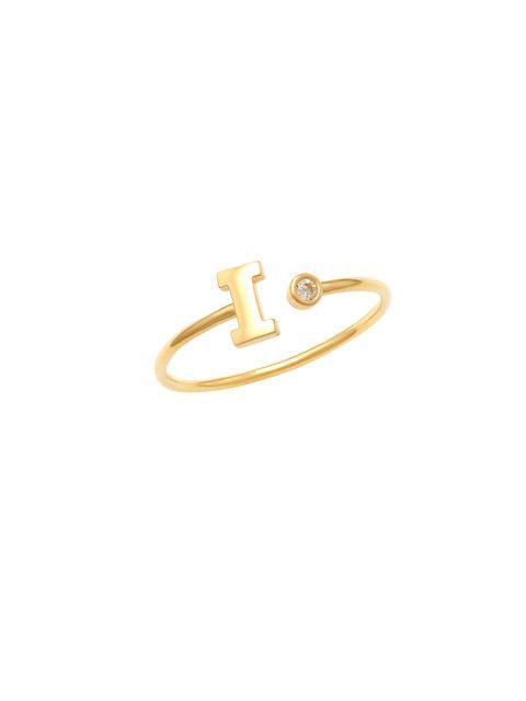 14K Gold Letter I Ring This trendy ring is an amazing statement. Lightweight durable and a sparkle to catch anyones eyes.   Each detail of the letter is carefully perfected and formed for easy reading. Simple and charming they can dress up every outfit with personalized style. Your everyday ring choose just got a whole lot easier. 