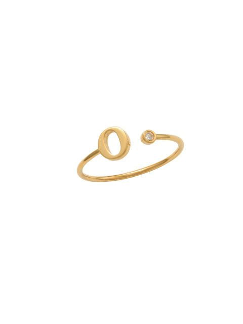 14K Gold Letter O Ring This trendy ring is an amazing statement. Lightweight durable and a sparkle to catch anyones eyes.   Each detail of the letter is carefully perfected and formed for easy reading. Simple and charming they can dress up every outfit with personalized style. Your everyday ring choose just got a whole lot easier. 