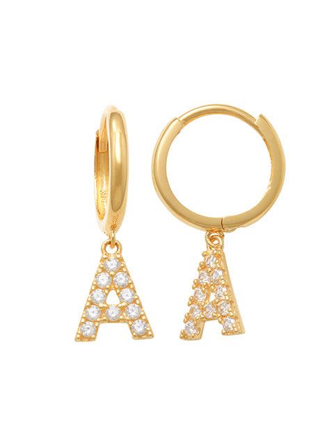 Dangling A Initial Huggie Earrings 14K Gold The perfect statement-maker for any occasion. Wear it stacked or by itself.   Each detail of the letter is carefully perfected and formed for easy reading. Simple and charming they can dress up every outfit with personalized style. These earrings are designed to be worn alone or mixed with other earrings. Your everyday earring choose just got a whole lot easier. 