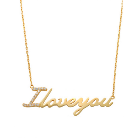 I Love You 14K Gold Necklace A lovely way to show someone close you your heart how much you mean to them.  Celebrate your beloved with this I Love You 14K Gold Necklace. This dainty necklace is sure to be the sweet gift to show your love. 