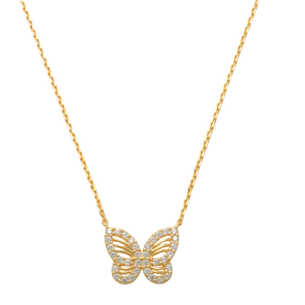 Fluted Butterfly Necklace 14K Gold As striking as the natural beauty of a butterfly, sure to be enjoyed, this sparkling and petite fluted butterfly necklace is sure a way to bring a sparkle to your outfit.   Our butterfly necklace are an exquisite and easy piece to wear daily. A simple yet elegant necklace surely to looks perfect worn alone or, create your own unique style by layering with other necklaces.