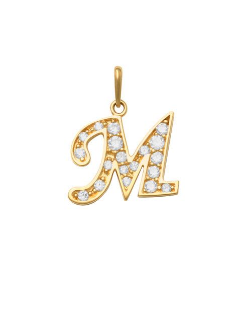 Pave Script M Initial 14K Gold Charm A unique and timeless piece of jewelry that will be cherished for years to come! This stunning piece is perfect for adding a touch a personalization and style to any outfit.   Professionally designed with integrity, this charm offers up an easy read for all to admire. Choose a letter, making it a truly special and unique pice of jewelry. 