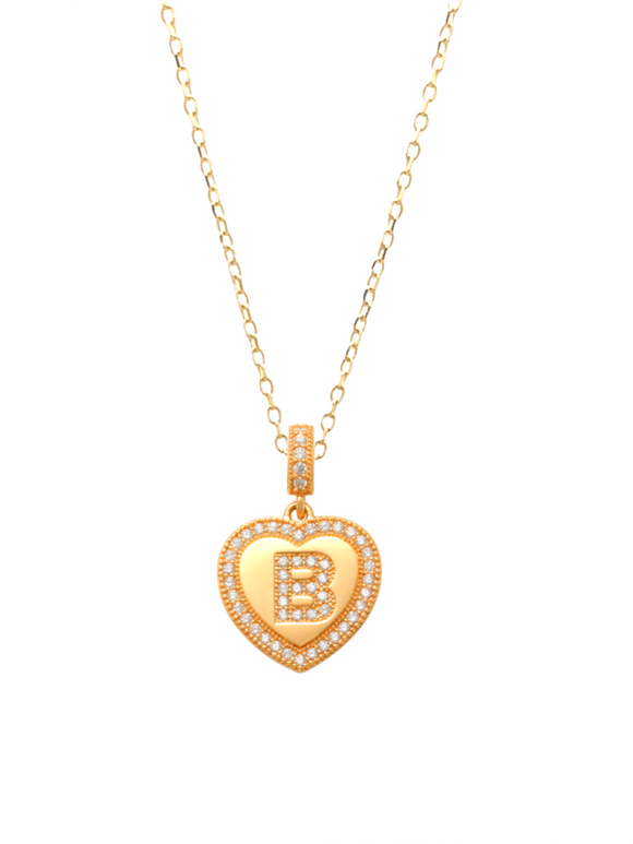 Heart Initial B Necklace 14K Gold A unique and timeless piece of jewelry that will be cherished for years to come! This stunning piece is perfect for adding a touch a personalization and style to any outfit.   Professionally designed with integrity, this necklace offers up an easy read for all to admire. Choose a letter, making it a truly special and unique piece of jewelry. 