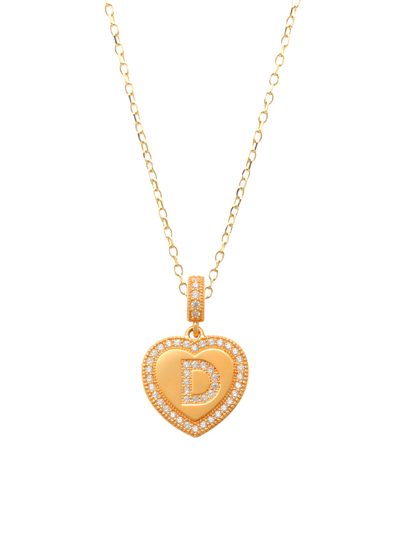 Heart Initial D Necklace 14K Gold A unique and timeless piece of jewelry that will be cherished for years to come! This stunning piece is perfect for adding a touch a personalization and style to any outfit.   Professionally designed with integrity, this necklace offers up an easy read for all to admire. Choose a letter, making it a truly special and unique piece of jewelry. 